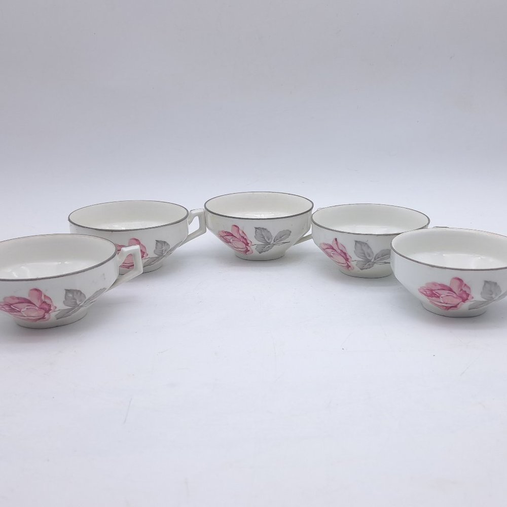 Set of 5 Limoges Teacups -Porcelaine Limousin